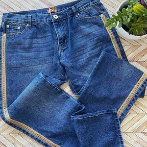 POL Low Rise Straight Denim Embroidered Jeans L